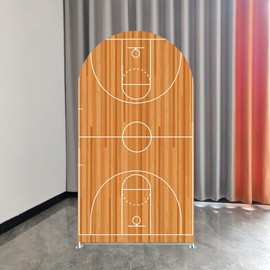 Iydamc Basketball Court Arched Backdrop Covers for Soprts Party Decoration Arch Stand Cover Baby Shower Birthday Decor Props (Only Cover)