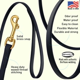 Viper K9 Biothane Working Dog Leash Waterproof Lead for Tracking Training Schutzhund Dog Sport & Search - Odor-Proof Long Line with Solid Brass Snap for Puppy Medium and Large 1/2" x 15ft Black