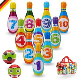 MandA® Skittles Skittles Skittles Game for Children, Carry Bag Included, Toy for Children from 1 to 6 Years, Gift for Children, Montessori Toy, Bowling Set Children, 10 Bowlings with 14 cm