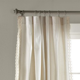 Lush Decor Ivory Rosalie Window Curtains Farmhouse, Rustic Style Panel Set for Living, Dining Room, Bedroom (Pair), 108” x 54