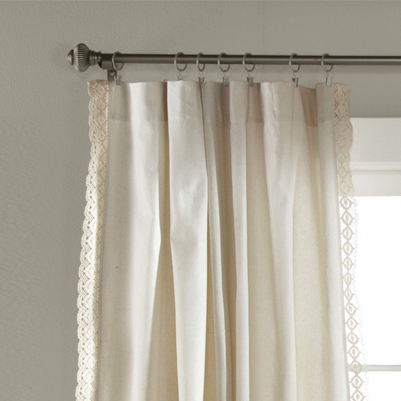 Lush Decor Ivory Rosalie Window Curtains Farmhouse, Rustic Style Panel