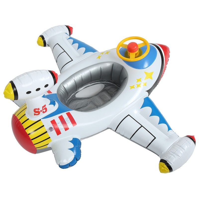 Inflatable Airplane Swimming Ring Inflated Plane Swim Float Seat with