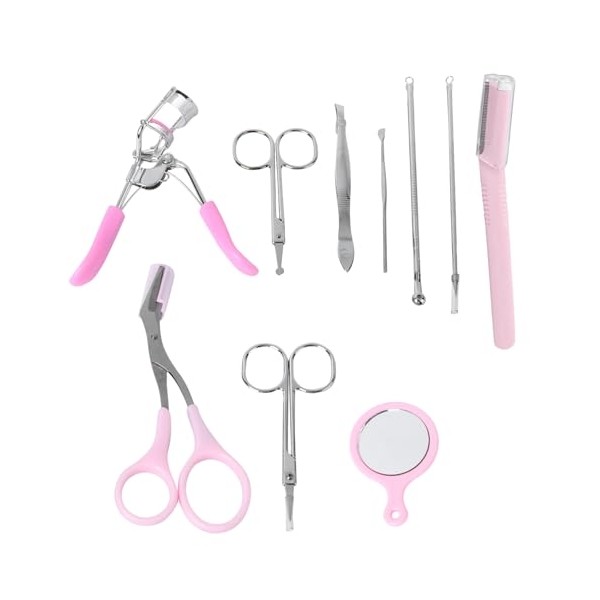 10pcs Eyebrow Tool Set Grooming Kit Trimmer Tweezers Scissors Lash