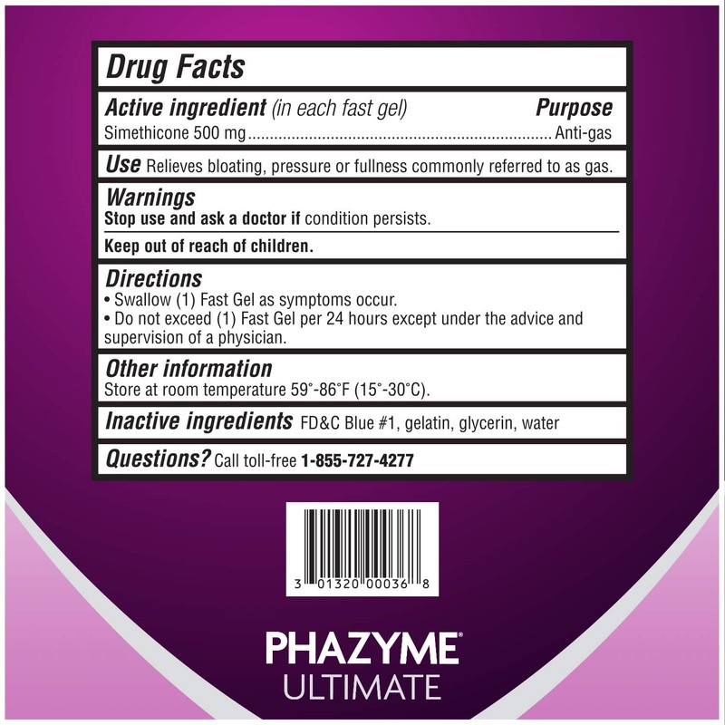 Phazyme Ultimate Strength Anti-Gas 500 mg Simethicone Gas Relief for