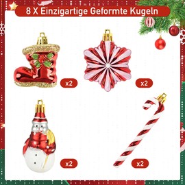 Christmas Baubles Set of 34 Plastic Christmas Tree Baubles Red White Christmas Decoration Baubles 13/8/6/3 cm Christmas Tree Baubles Plastic Bauble Christmas Tree Decoration Christmas Decoration