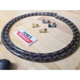 Ton's Performance Custom 7mm Copper Core Cloth Spark Plug Wire Sets - Black with Orange