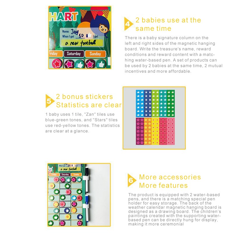 Magnetic Reward Behavior Chore Chart for Kids Magnetic Broad Calendar