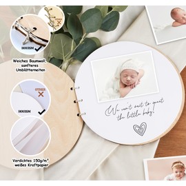 HOUISM Baby Shower Guest Book Baby Shower Memory Album Guest Book Christening Wood for Baby Shower Gift Baby Shower Decoration, Wooden Guest Book as Baby Shower Memory Album (3D Rainbow)