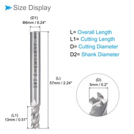 CoCud 4-Flute Spiral End Mill Bits, 5mm Diameter 13mm Length, High Speed Steel Straight Milling Cutter with Storage Case- (Applications: for Plywood Hardwood Plastic),