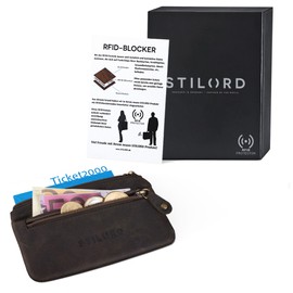 STILORD 'Theo' Leather Key Pouch for Men Vintage Key Case Holder with Ring Slim Coin Purse Cash Change Wallet Money Pouch with RFID Blocker, Colour:Dark - Brown
