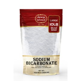Spicy World Sodium Bicarbonate Powder - Aluminum Free, Food Grade Baking Soda Bulk for Cleaning, Pool, Cooking & More (10 LB Bag)