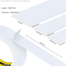 COUMENO EVA Single-Sided Adhesive White Foam Tape, Single-Sided Sealing Strip Foam Pad Sponge Tape Window Weatherproof, Self-Adhesive Insulation Sealing Tape (White) 0.98inX9.84FT