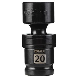 1/2" Drive Swivel Sleeve 20mm, Shallow Universal Impact Sleeve, SAE and Metric Sleeve Set with Flexible Swing, Molybdenum Chrome Steel, 6 Points
