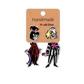 Beetlejuice Lydia Cartoon Pattern Acrylic Stud Earrings Resin Epoxy