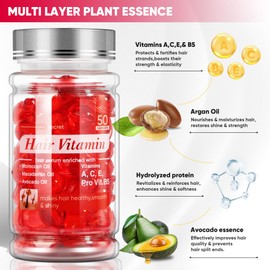 Jaxmoon Hair Treatment Serum - Bali Secret Hair Vitamin, No Rinse with Moroccan Macadamia Avocado Oils, Vitamins A C E Pro Vit B5, 50 Capsules