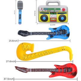 Air Guitar Inflatable Skirt, Star Balloons Party Decoration Photo Props Inflatable Guitar Saxophone Microphone Balloons Music Party Supply, Colourful Inflatable Instruments Party Decoration