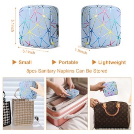 Likesing Sanitary Napkin Storage Bag, Leather Portable Period Bag for Girls Women, Sanitary Napkin Period Pad Pouch Tampon Holder for Purse (Colorful Blue, Small)