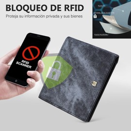 Cartera para Hombre Tarjeta de Crédito Bloquea el monedero Slim billetera para Hombre,con RIFD Protección,Regalo para Hombre (Negro)