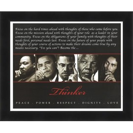 The Thinker (Quintet) by Michael Eaton: Peace, Power, Respect, Dignity and Love (Black Frame, 12.25x10.25 inches)