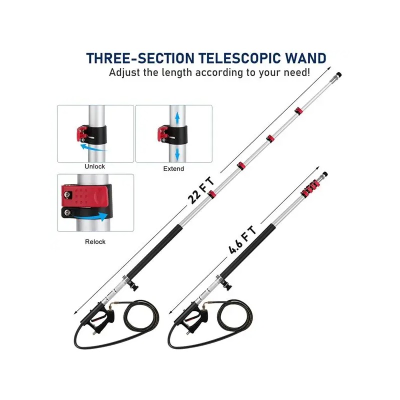 "24FT Telescopic Gun High Pressure Cleaner"Color: as picture Color