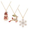 BSJELL Long Christmas Necklace Pave Rhinestone Reindeer Snowflake Snowman Pendant