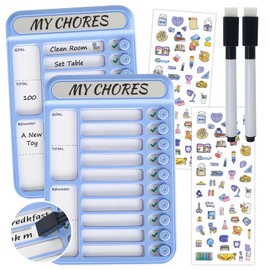 2 Pcs Dry Erase Chore Chart for Kids, Magnetic Whiteboard Checklist Board, Reusable to Do List Board, RV Daily Routine Schedule Board Planner for Refrigerator, Wall, Desk