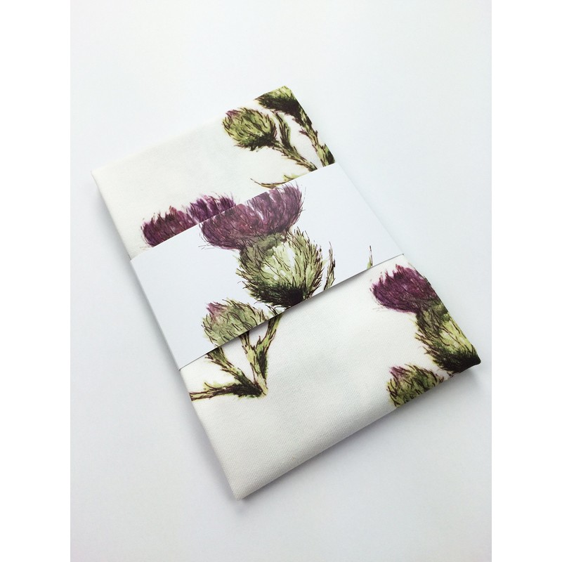 Flower of Scotland Pattern Tea Towel in a Scottish Thistle
