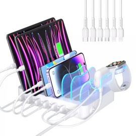 SooPii Premium 6-Port USB Charging Station Organizer for Multiple Devices, 6 ...