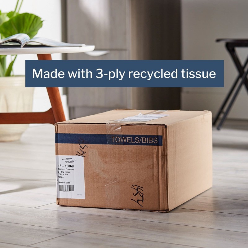 McKesson Procedure Towels, Non-Sterile, 3-Ply, White, Diamond Embossed, Disposable, 13