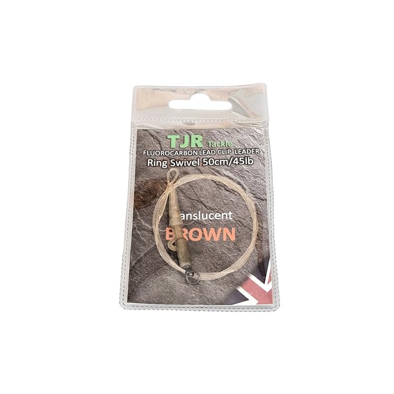Twin pack 50cm fluorocarbon carp Leaders Carp safety lead Clips
