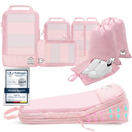 8-Piece Compression Packing Cubes, Suitcase Organiser, Compression Packing Cube, Packing Bags for Backpack, Backpack, Travel Organiser, Pink