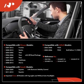 A-Premium Turn Signal Switch, Headlight and Fog Light Switch Compatible with Nissan, Infiniti Vehicles, Frontier 2007-2015, Sentra, Pathfinder, Titan, Xterra, FX35 & More, Replace# CBS1926, 25540ET11A