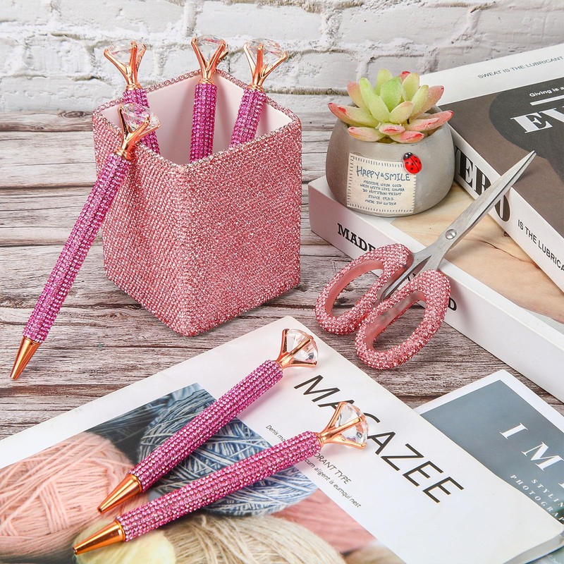 Qilery 8 Pcs Bling Desk Accessories for Valentines with 1