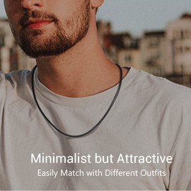 Prosteel Mens Cord Necklaces With Clasp Black Rope Chain 22inch Men Necklace Leather