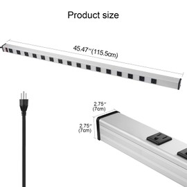 16 Outlet Plugs Heavy Duty Metal Power Strip, Aluminum Workshop Socket with 4 FT Long Cord and Power Switch. 15A, 125V, 1875W Silver