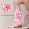 Cozivwaiy Women Cow Print Cowgirl Boots Chunky Heel Half Boots