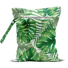 Anycarf Wet Bag for Swimsuit Dirty Diaper Gym Yoga Clothes Wet Dry Bag for Poor Travel Camp Surf Cruise Beach Essentials for Women Men Summer Gifts Tropical Palm Leaves