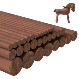 32Pcs 7 Size Walnut Wooden Dowel Rods 5.9Inch Long Wooden Dowel Rods Sticks 4/6/8/10/12/15/18mm Wood Sticks for Crafts Unfinished Round Sticks for Crafts and Woodworking Building Material