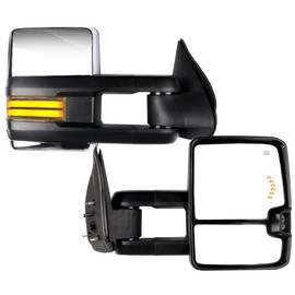 FEIPARTS Tow Mirrors Towing Mirrors Fit for 2003-2006 for Chevy Silverado for GMC Sierra Pickup All Models Towing Mirrors with Left Right Side Power Heated LED Turn Signal Running Light Chrome
