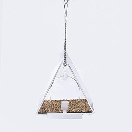 TopHomer Window Bird Feeder, Clear Acrylic Birdfeeders Windowsill Strong Suction Cups Hanging Birdwatching For Small Birds Feeder (Type C)