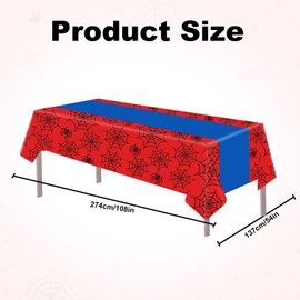 3pcs Spider Birthday Party Tablecloths, 54x108in Non-Reusable PE Material Blue and Red Spider Web Table Cover for Baby Shower Kids Themed Birthday Party Supplies