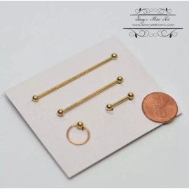 SMA 1:12 Dollhouse Miniature Towel Rack Set, Brass 4PC HH AZ T8464