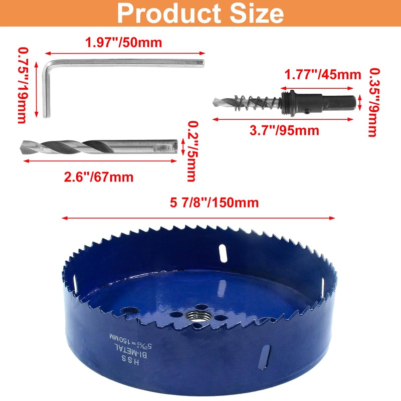 Luomorgo 150mm/5 7/8 inch Hole Saw, 1 1/4 inch Cutting