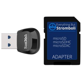 SanDisk MobileMate USB 3.0 Reader (SDDR-B531-GN6NN) Memory Card Reader for MicroSD Card - Bundle with (1) Everything But Stromboli Micro to SD Adapter