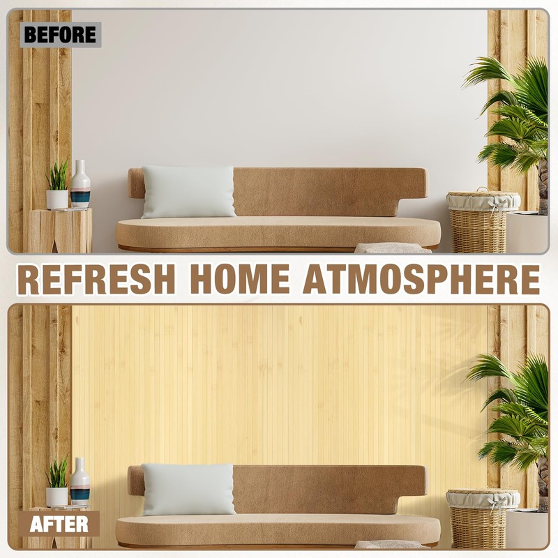 EYAYEN Natural Bamboo Wall Panel for Interior Wall Decor, Pole