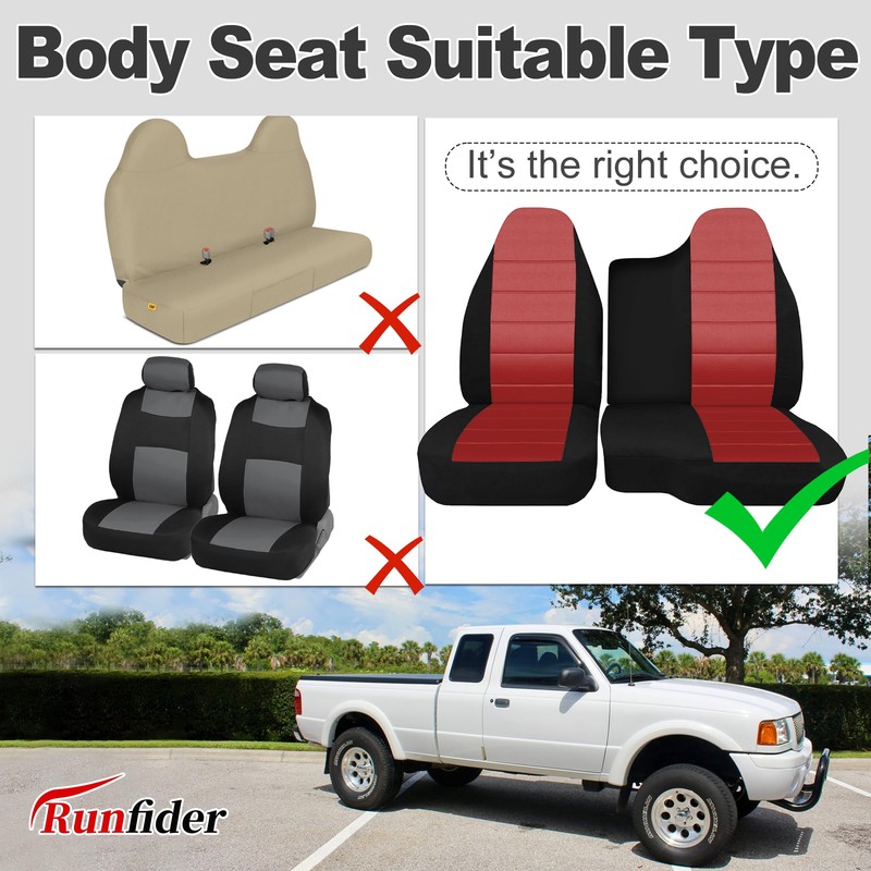 runfider Oxford Cloth Seat Covers for Ford Ranger 1998-2003, Fits