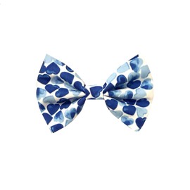 New Dogs Bow Tie Valentine's Day heart pink red LOVE Elastic Band attach COLLAR ACCESSORY Handmade UK (Medium Blue Hearts)