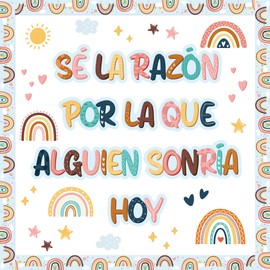 Boho Spanish Motivational Bulletin Board Decorations, Be The Reason Someone Smiles Today Bulletin Board Set, Positive Back to School Supplies for Classroom Office Decor