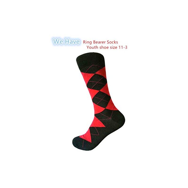 Men's Red Argyle Dress socks,Red/Black