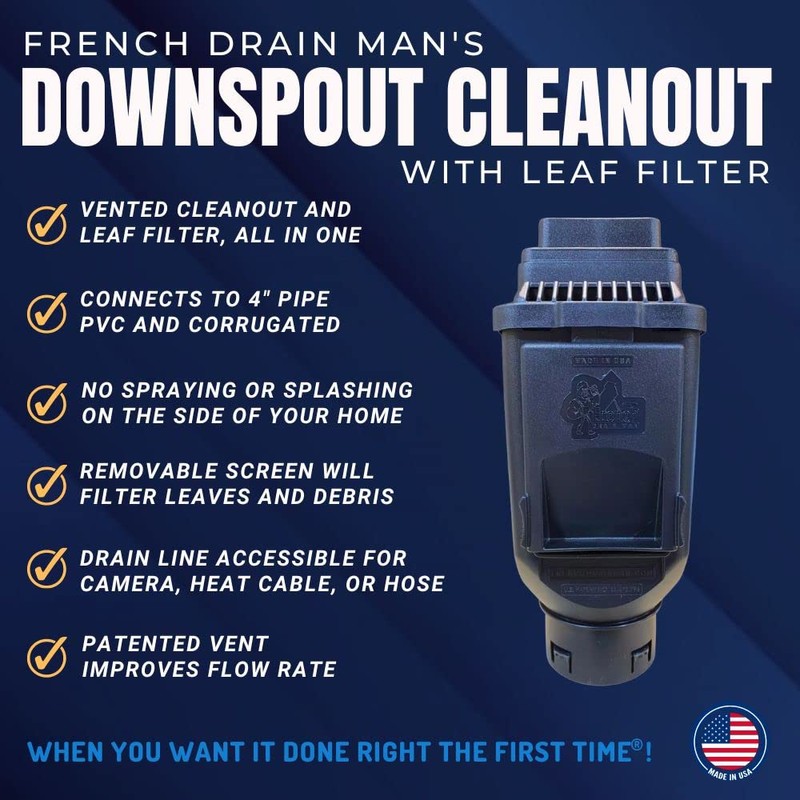 French Drain Man Leaf Filter and Downspout Cleanout, Gutter Guard,